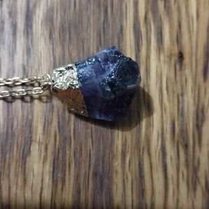 Irregular purple raw crystal chain